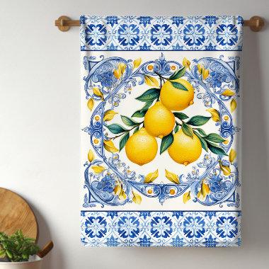 Mediterranean Tile Lemons Kitchen Towel