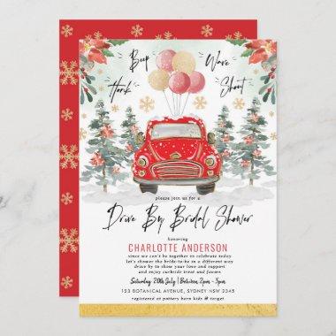 Merry Red Green Gold Winter Drive By Bridal Shower Invitations