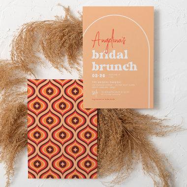 Mid Modern Orange Retro Arch Brunch Bridal Shower Invitations
