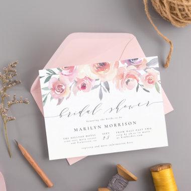 Midsummer Floral Elegant Watercolor Bridal Shower Invitation PostInvitations
