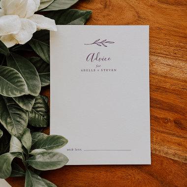 Minimal Leaf | Eggplant Wedding Advice Card