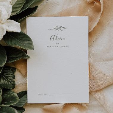 Minimal Leaf | Olive Green Wedding Advice Card