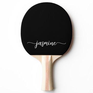 Minimal Modern Black Custom Name Signature Script Ping Pong Paddle