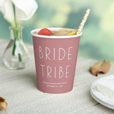 Minimal Modern Dusty Rose Bride Tribe Bachelorette Paper Cups
