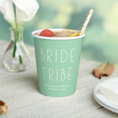Minimal Simple Mint Green Bride Tribe Bachelorette Paper Cups