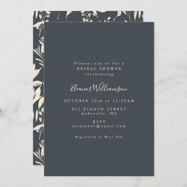 Minimalist Black Hand Drawn Floral Bridal Shower Invitations