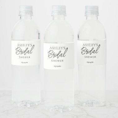 Minimalist Black & White Bridal Water Bottle Label