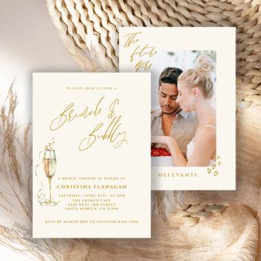 Minimalist Brunch & Bubbly Champagne Bridal Shower Invitations