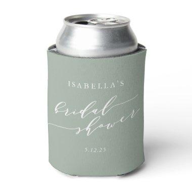 Minimalist Classic Dusty Sage Green Bridal Shower Can Cooler