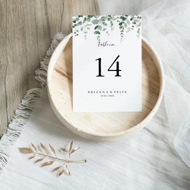 Minimalist Eucalyptus Wedding Table Number
