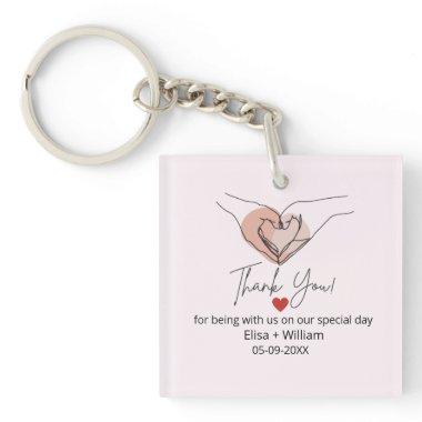 Minimalist Hand Heart Gesture Wedding Guest Gift  Keychain