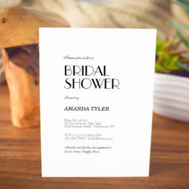 Minimalist Modern Art Deco Bridal Shower Invitations