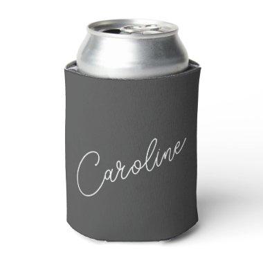 Minimalist Modern Chic Calligraphy Name Black Can Cooler