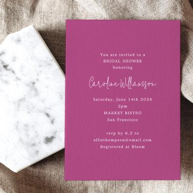 Minimalist Modern Orchid Magenta Bridal Shower Invitations