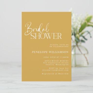 Minimalist Modern Script Yellow Bridal Shower Invitations