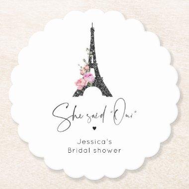 Minimalist Paris eiffel tower bridal welcome Paper Coaster