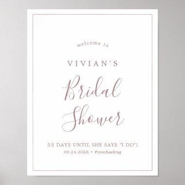 Minimalist Rose Gold Bridal Shower Welcome Poster