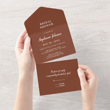 Minimalist Terracotta and White Bridal Shower  All In One Invitations