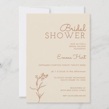 Minimalist Warm Tone Bohemian Bridal Shower Invitations