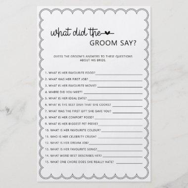 Minimalist what did the groom say bridal shower f flyer