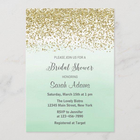 Mint and Gold Bridal Shower Invitations