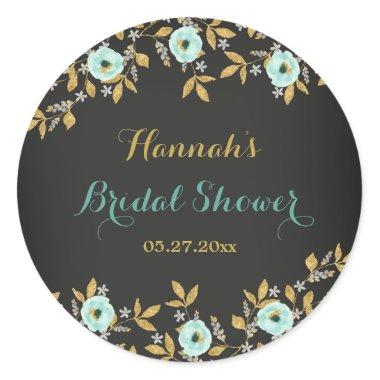 Mint Gold Wreath Chalkboard Bridal Shower Sticker