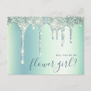 Mint green drips will you be my flower girl invitation postInvitations