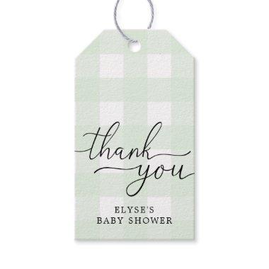 Mint Green Gingham Baby Shower Thank You Favor Tag