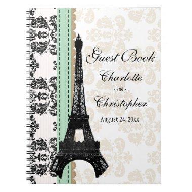 Mint Parisian Eiffel Tower Wedding Guest Book