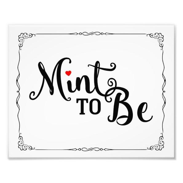 mint to be, wedding favor, wedding sign, black red photo print