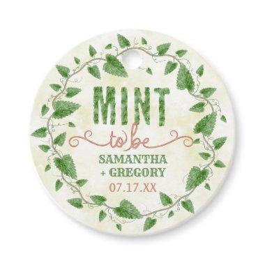 Mint to Be Wedding Shower Watercolor Leaf Wreath Favor Tags