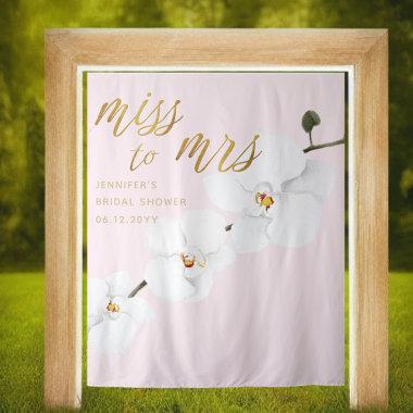 Miss Mrs Boho White Orchid Pink Bridal Backdrop
