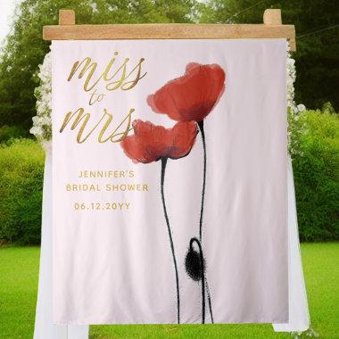 Miss Mrs Wildflower Red Poppy Pink Bridal Backdrop