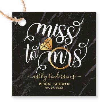 Miss To Mrs Black Marble Bridal Shower Favor Tags