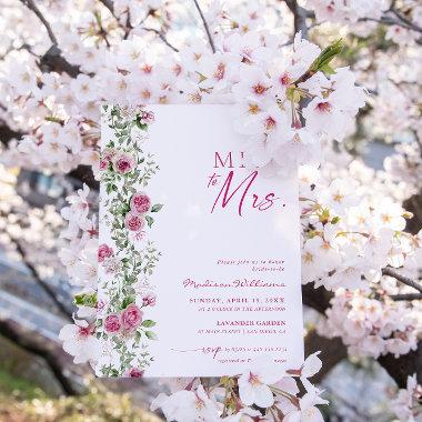 Miss to Mrs. Bridal Shower Hot Pink Floral Invitations