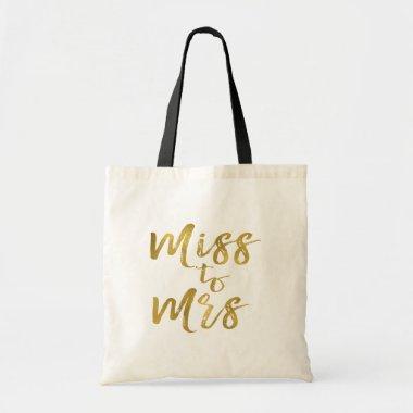 Miss to Mrs Bridal Shower Party Gold Foil Tote Bag