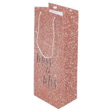 Miss to Mrs Bridal Shower Party Rose Gold Sparkle Wine Gift Bag