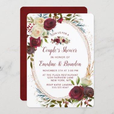 Mistletoe Manor Oval Frame Couple's Wedding Shower Invitations