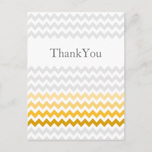 Mod chevron yellow and gray Ombre Thank You PostInvitations