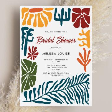 Modern Abstract Terracotta Floral Bridal Shower Invitations