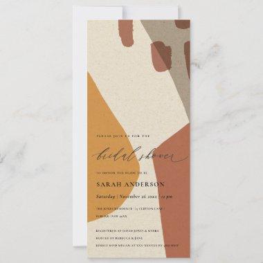 Modern Abstract Yellow Terracotta Bridal Shower Invitations