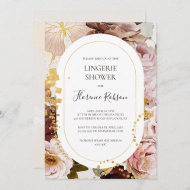 Modern Blush Floral Watercolor Lingerie Shower Invitations