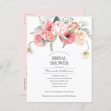 Modern bohemian style floral garden bridal shower invitation postInvitations