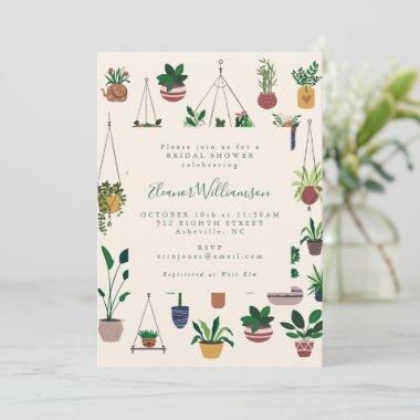 Modern Boho Plant Illustration Bridal Shower Invitations