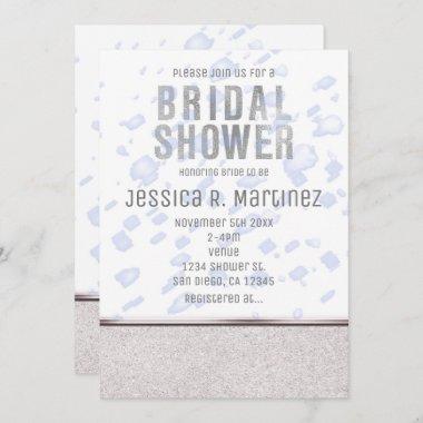 Modern Bridal Shower Blue Rain Invitations