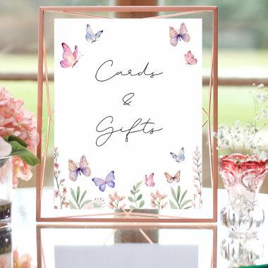 Modern Butterflies Bridal Shower Invitations and Gifts Poster