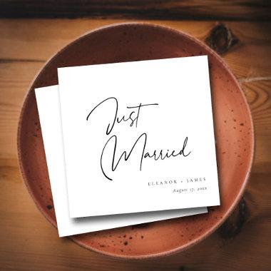Modern Calligraphy Just Married : Personalized Napkins