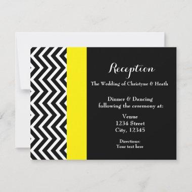 Modern Chevron Black Yellow Wedding Reception Invitations