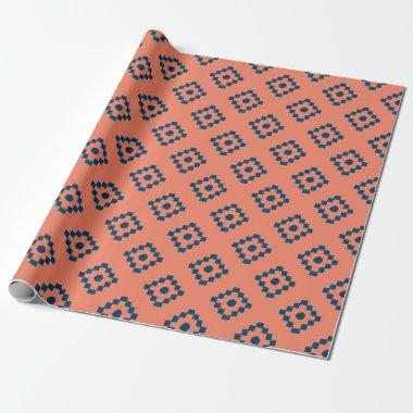 Modern Chic Coral Navy Wedding Gift Wrapping Paper