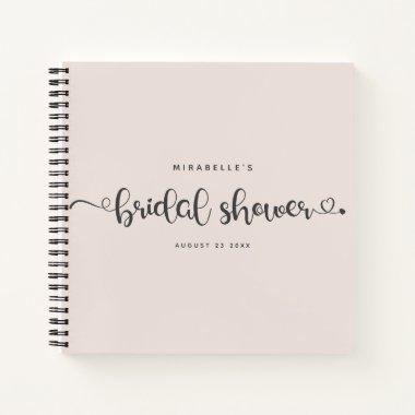 Modern Chic Script Bridal Shower Blush Pink Guest Notebook